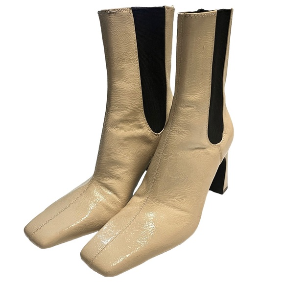 ✨ZARA✨Mid Calf Patent Leather Heel Boots - Picture 6 of 8